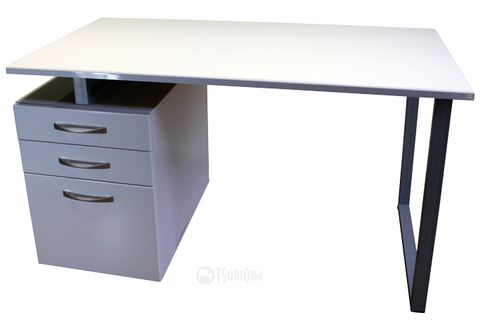 Білий стіл з тумбою