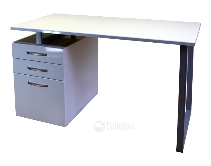 Білий стіл з тумбою