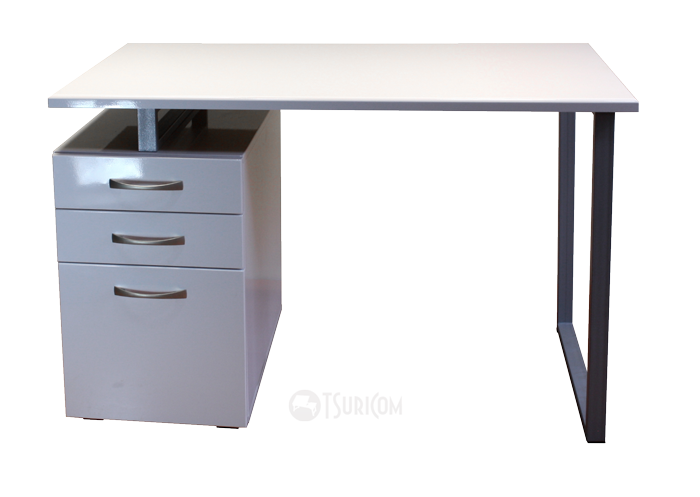 Білий стіл з тумбою